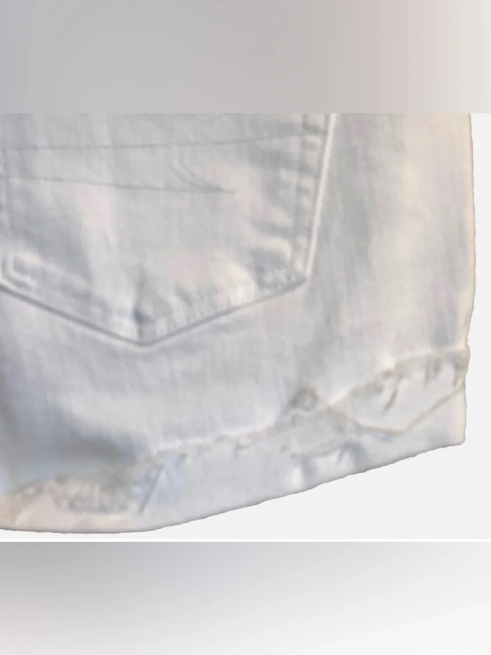 American Eagle White Denim Mom Shorts Size 000 High Rise Stretch Frayed Hem